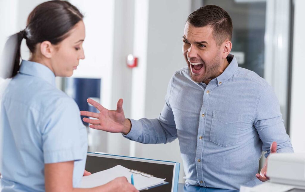 Angry patient yelling at nurse