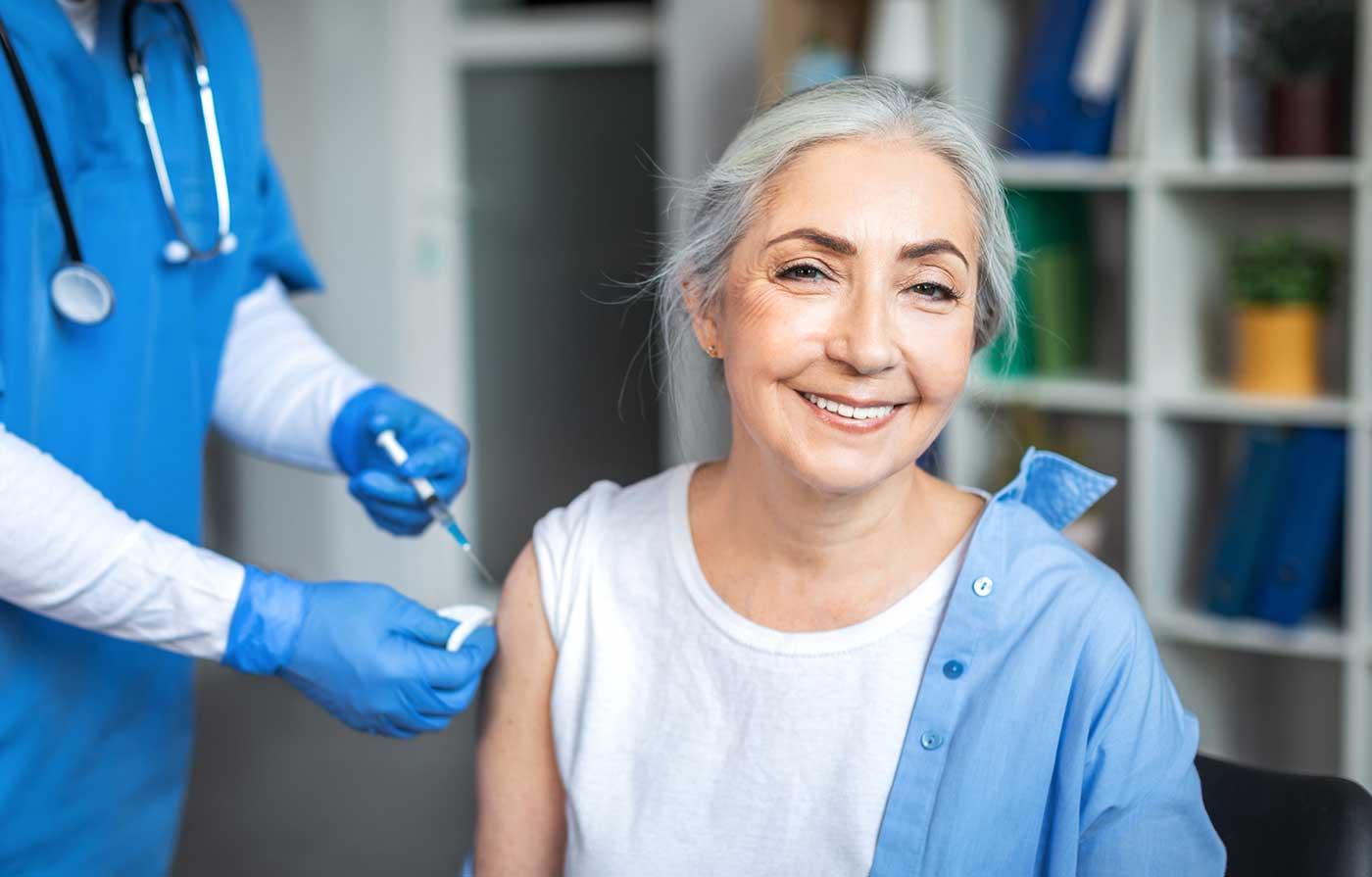 Senior woman getting shingles vaccine